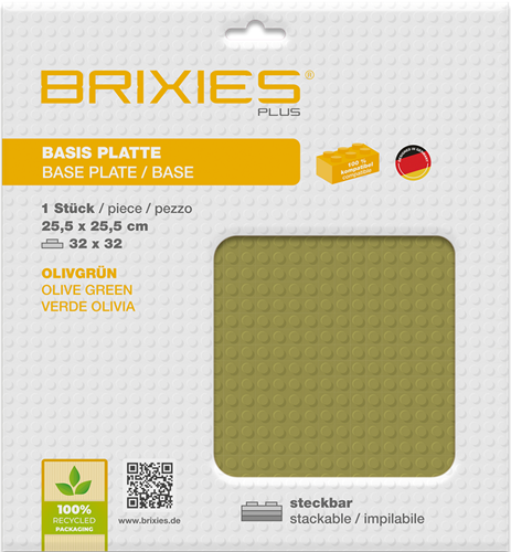 BRIXIES Plus Grondplaat 32 x 32 Basis olijfgroen-2