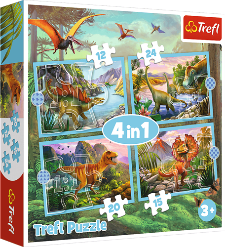 Trefl 4in1 (12, 15, 20, 24) - Unique dinosaurs