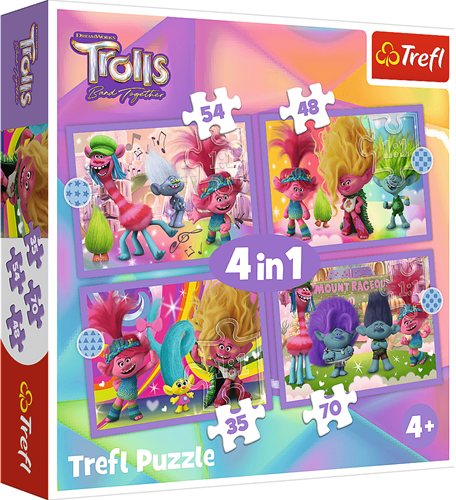 Trefl 4in1 - Adventures of colorful Trolls / Universal Trolls 3 (2023)