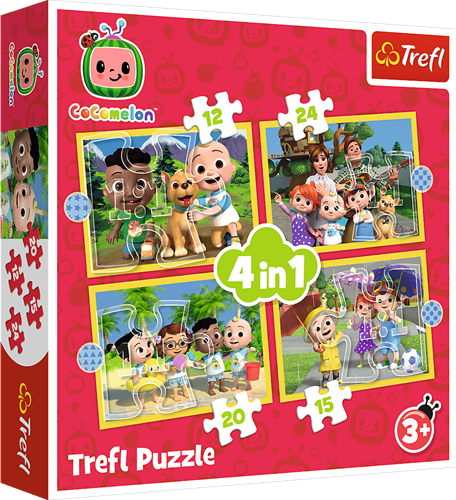 Trefl 4in1 (12, 15, 20, 24) - Cocomelon, Meet the characters / Moonbug Cocomelon