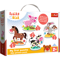 Trefl 4in1 (2, 3, 4, 5) Baby Classic - On the farm / KAZSTUDIO SA Babies and the Bear