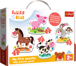 Trefl 4in1 (2, 3, 4, 5) Baby Classic - On the farm / KAZSTUDIO SA Babies and the Bear