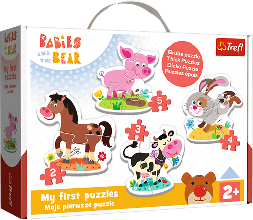 Trefl 4in1 (2, 3, 4, 5) Baby Classic - On the farm / KAZSTUDIO SA Babies and the Bear
