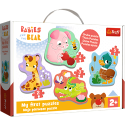 Trefl 4in1 (2, 3, 4, 5) Baby Classic - Babies animals / KAZSTUDIO Babies and the Bear
