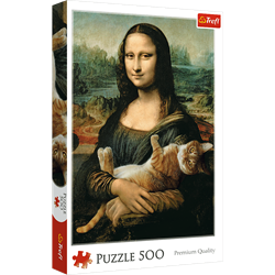 Trefl 500 - Mona Lisa and purring kitty