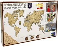 Wooden City - WORLD MAP ANIMALS XL-2