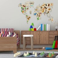 Wooden City - WORLD MAP ANIMALS L-3