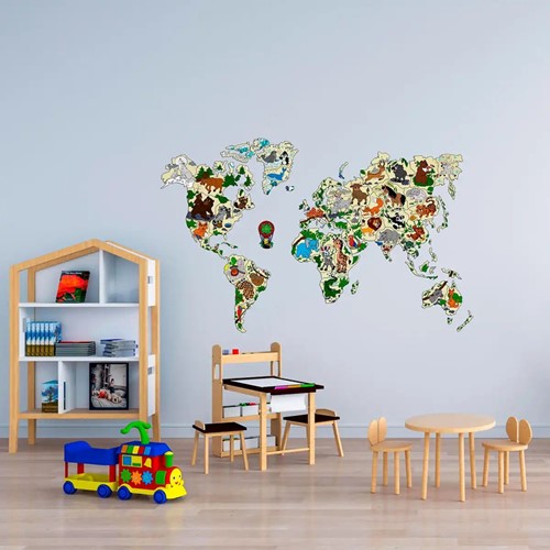 Wooden City - WORLD MAP ANIMALS XL