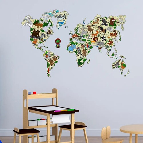 Wooden City - WORLD MAP ANIMALS L