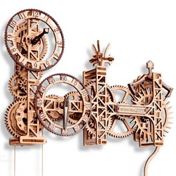 Wooden City - Steampunk Wall Clock