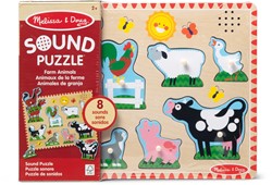 Melissa & Doug - Wooden Puzzle with sounds - Farm Animals (8pc)