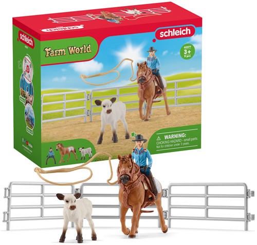 Schleich Farm World Team roping met cowgirl-2