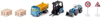 Siku cadeauset bouwplaats incl. vrachtwagen heftruck wiellader 6 pallets 2 verkeersborden metaal/kunststof geel/blauw bewegende delen-2