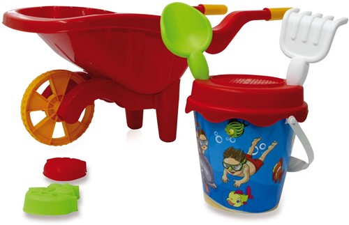 Jamara - Sandbox Set with wheelbarrow red 6-part