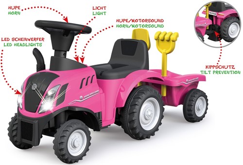 Jamara - Push-Car New Holland T7 Tractor pink