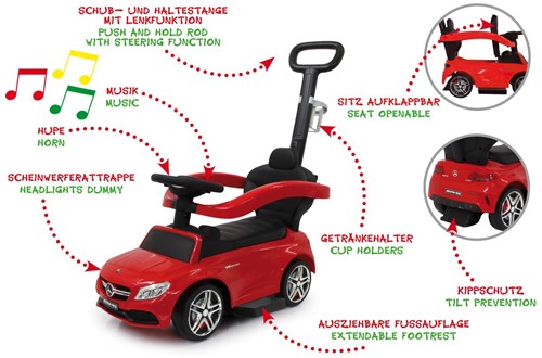 Jamara - Push Car Mercedes-Benz AMG C63 red 3in1