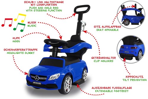Jamara - Push Car Mercedes-Benz AMG C63 blue 3in1