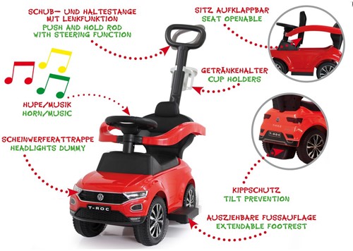 Jamara - Push Car VW T-Roc red 3in1