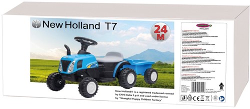 Jamara - Ride-on Tractor New Holland with Trailer blue 6V-2