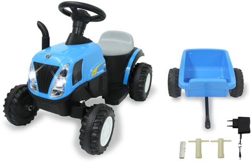 Jamara - Ride-on Tractor New Holland with Trailer blue 6V-3