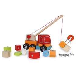 Jamara - Wooden Toys Kidiwood plug-in Crane Truck 14pcs