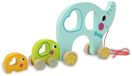 Jamara - Wooden Toys Kidiwood Pull after elephant familiy 3 parts-3