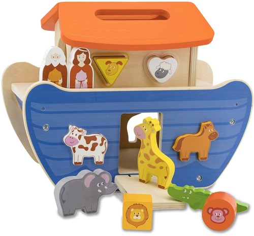 Jamara - Wooden Toys Kidiwood Shape sorter Noah's ark 13 parts