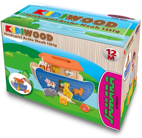 Jamara - Wooden Toys Kidiwood Shape sorter Noah's ark 13 parts-2