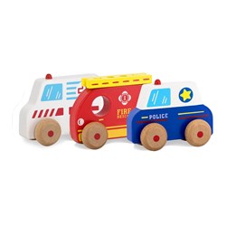 Jamara - Wooden Toys Kidiwood Shape sorter emergency vehicles 4 parts