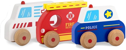 Jamara - Wooden Toys Kidiwood Shape sorter emergency vehicles 4 parts