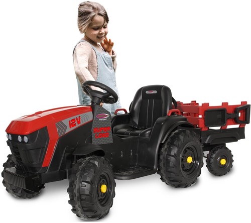 Jamara - Ride-on Traktor Super Load with trailer red 12V