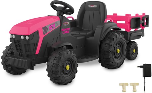 Jamara - Ride-on Traktor Super Load with trailer pink 12V-3