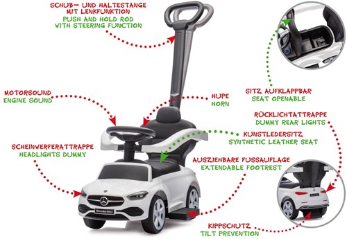 Jamara - Push-Car Mercedes-Benz C-Class white 3in1