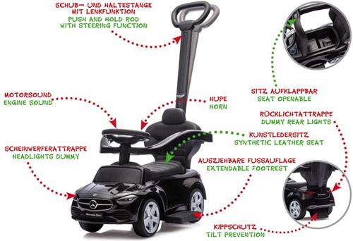 Jamara - Push-Car Mercedes-Benz C-Class black 3in1