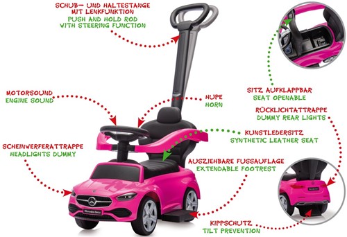 Jamara - Push-Car Mercedes-Benz C-Class pink 3in1