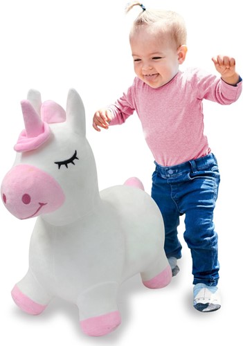 Jamara - Bouncing animal Unicorn with plush cover and pump
