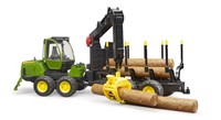 Bruder John Deere 1210E Forwarder met vier boomstammen en grijper-2