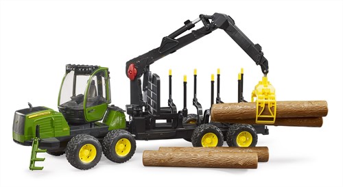 Bruder John Deere 1210E Forwarder met vier boomstammen en grijper