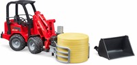 Bruder Schäffer Compactlader 2630 met hooibalengrijper-2