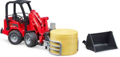 Bruder Schäffer Compactlader 2630 met hooibalengrijper-2