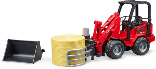 Bruder Schäffer Compactlader 2630 met hooibalengrijper