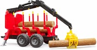 Bruder Bomentransport aanhangwagen met grijper en bomen-3
