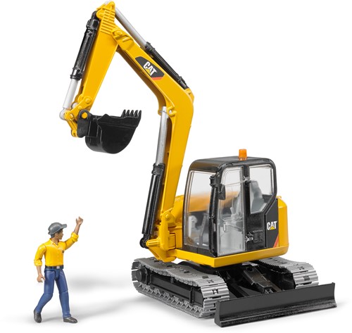 Bruder Caterpillar minigraafmachine met bouwarbeider-2