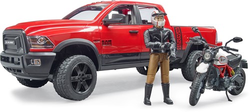 Bruder RAM 25 Power Wagon met Ducati motor en berijder-3