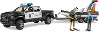 Bruder RAM 2500 politietruck met boot + trailer met 2 figuren-3