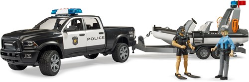 Bruder RAM 2500 politietruck met boot + trailer met 2 figuren-3