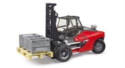 Bruder Linde HT160S heftruck met pallet en 3 palletkooien