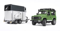 Bruder Land Rover Defender met paardentrailer en paard-2