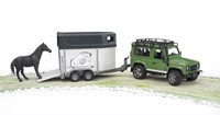 Bruder Land Rover Defender met paardentrailer en paard-3