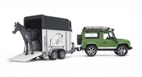Bruder Land Rover Defender met paardentrailer en paard